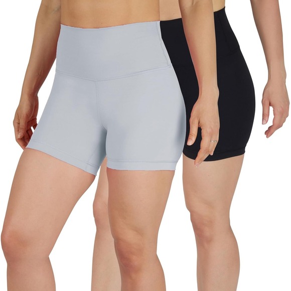 Yogalicious Lux Pants - Yogalicious Lux Womens High Waist Biker Shorts 2 Pack Black Grey Size Medium